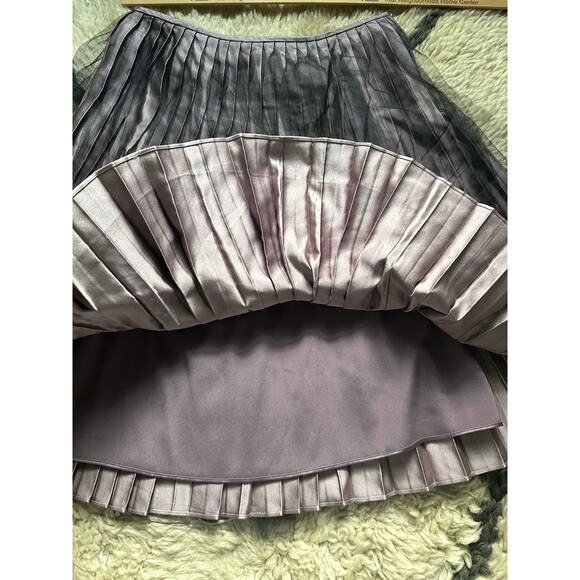 St. John evening Collection Pleated Metallic Skirt pink black tutu knee sz 8 - Picture 14 of 16